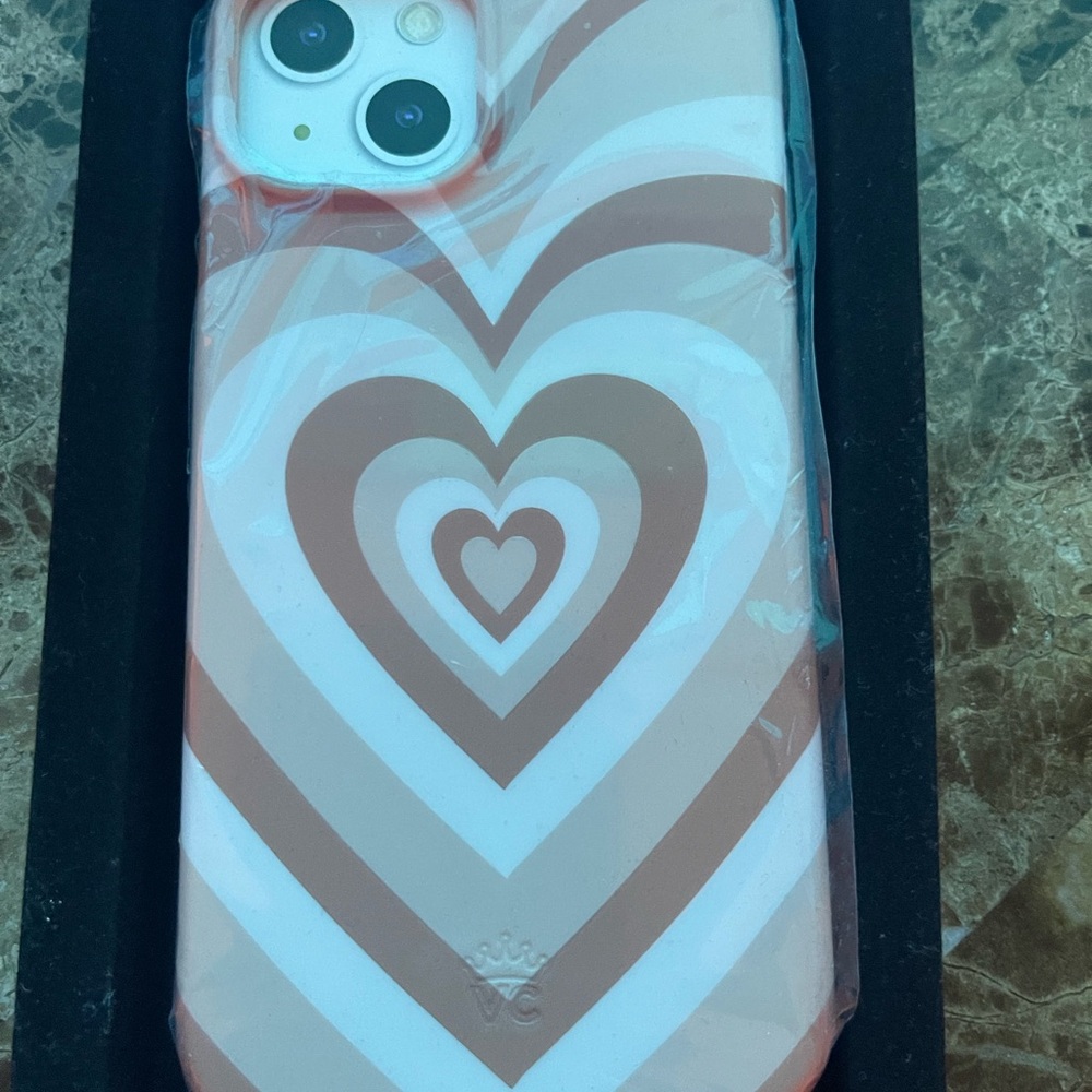 Velvet Caviar White and Tan Heart Pattern Phone Case